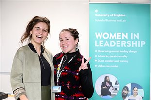 Two members of the Women in Business society