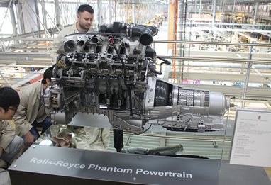 Rolls Royce car engine in factory