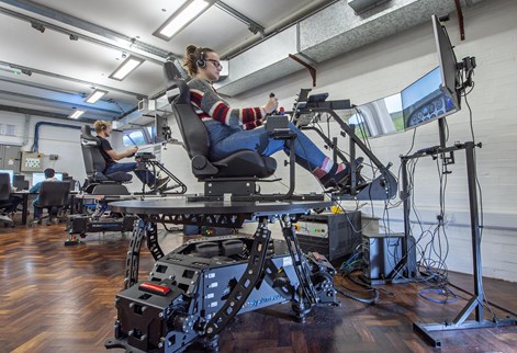 Students using the simulator lab