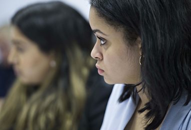 Students listening intently in a lecture