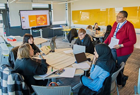 Childhood education students in classroom