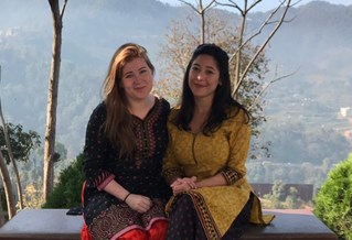 two female students on placement in Nepal