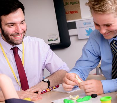 Student teacher in classroom