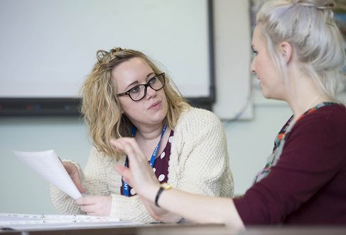 Student and mentor chatting