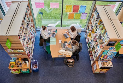 student working in the curriculum centre