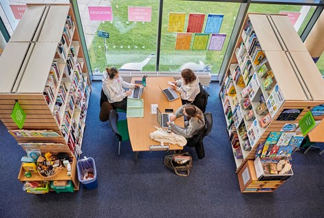 student working in the curriculum centre