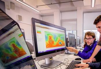 Geography students using mapping software