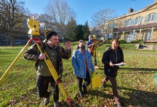 Group of construction students outside