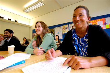 smiling students in the classroom