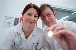 Nurses conducting an eye examination