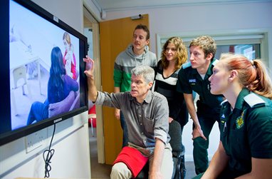 Paramedic practice students in the clinical skills suite