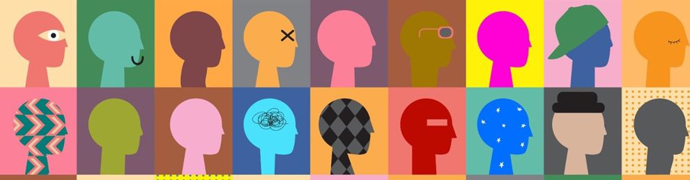Psychology and Sociology - artwork of colourful heads