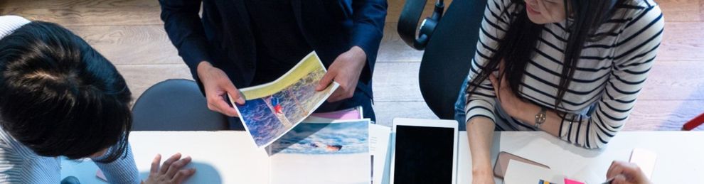 Students making a collage