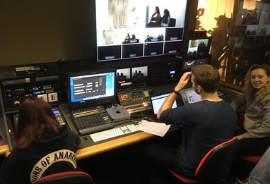 Film and screen students in the studio