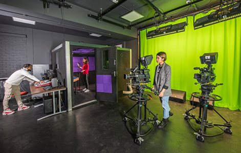 Students in media suite
