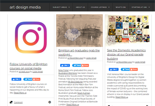 Screen grab of art design media blog
