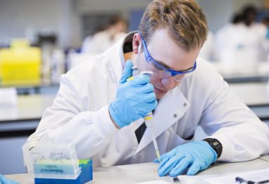 Student working in a biomedical lab