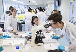 Biomedical science students in the lab