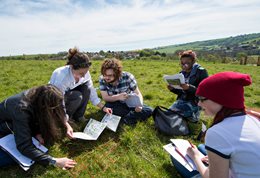 Ecology students on the Sussex Downs