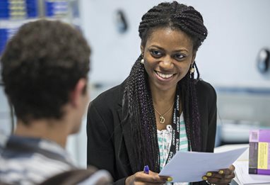 Pharmacy students working together