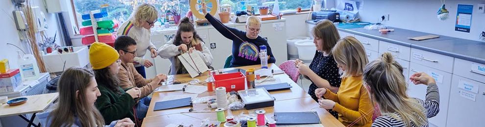 students during a craft session