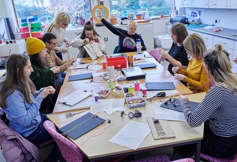 students during a craft session