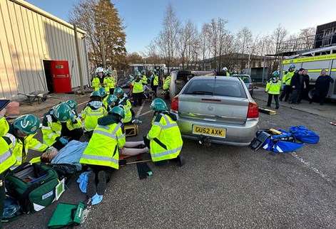 Paramedic students during an exercise