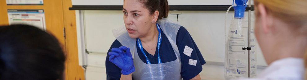 nursing lecturer demonstrating