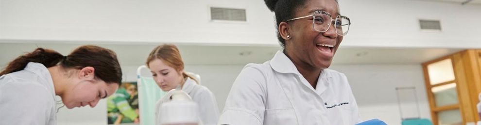 student nurse laughing