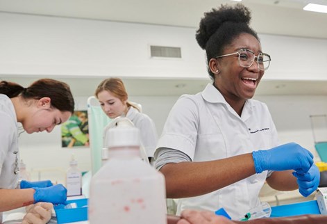 student nurse laughing