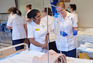 Student nurses practicing catherisation