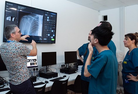 students and lecturer in the radiography suite
