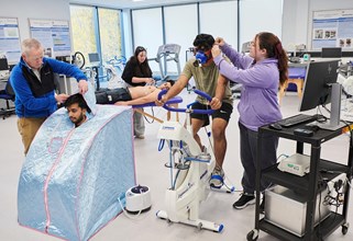 students doing a group exercise in the labs