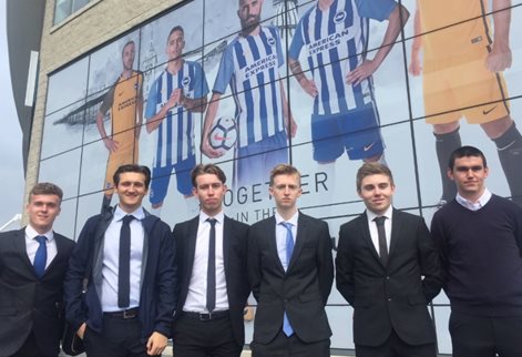 Students outside the Amex stadium