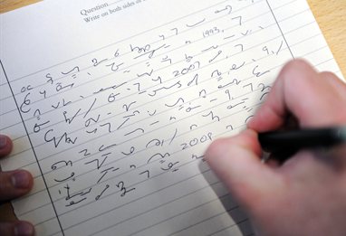 Shorthand writing on a page