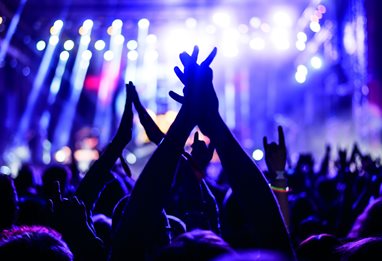 raised hands at a concert