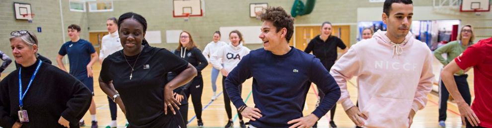 PE students in the sports hall