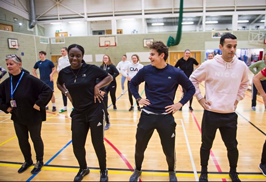 PE students in the sports hall