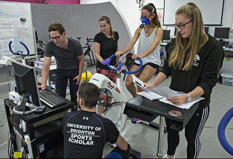 students using testing equipment in the labs