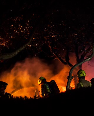 Firefighters at the scene of a major fire