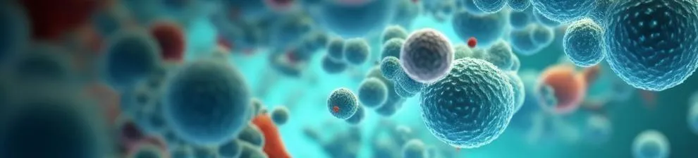 Illustration of microbiology with enlarged microscope view of cell