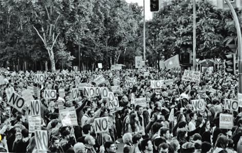 Protestors with signs