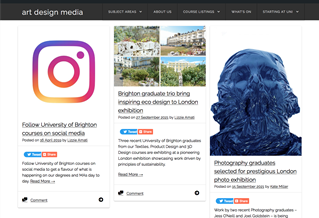 Screen grab of the art design and media blog