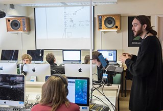 Students in a sound studio