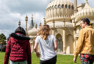 Students walking past the Royal Pavilion