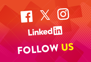 Follow us icon with X Instagram Facebook Linkedin logos