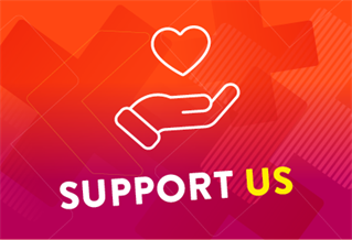 Graphic image with the words Support Us