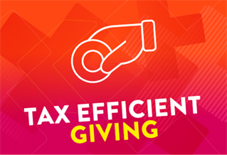 Graphic image with the words Tax efficient giving