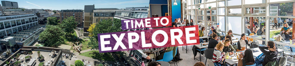 Photos of City campus with the words: Time to explore