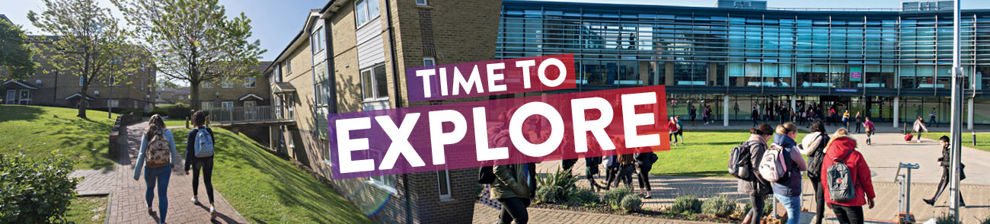 Photos of Falmer campus with the words: Time to explore